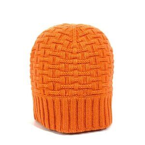 HERMES H logo beanie hat knit hat knit cap Knit hat Cashmere Orange